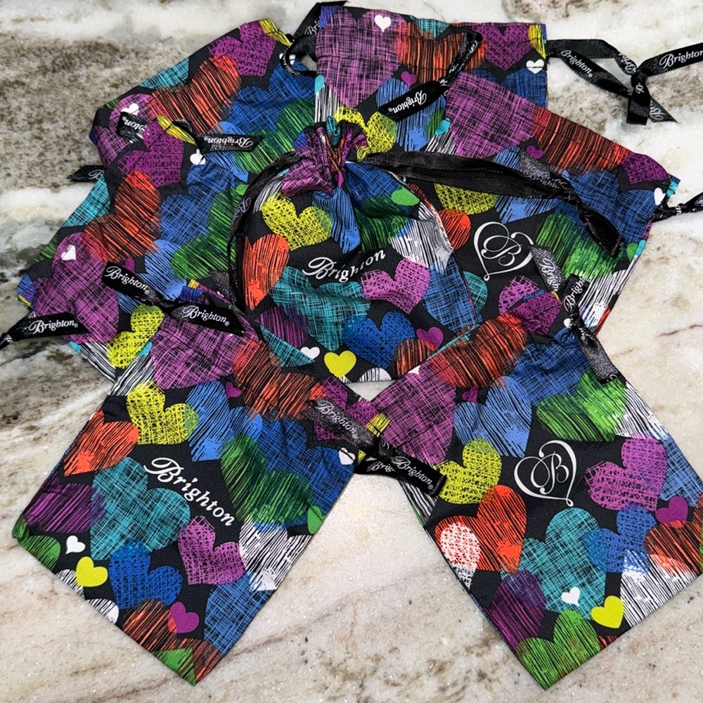 Brighton Drawstring Heart Jewelry Bags x 6